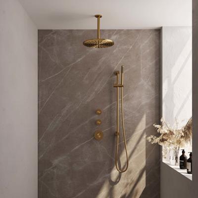 Regendoucheset Inbouw Brauer Gold Edition Thermostatisch 30 cm met Plafondarm, Glijstang en Handdouche Staaf Losse Stopkranen Geborsteld Goud Brauer Regendoucheset Inbouw Brauer Gold Edition Thermostatisch 30 cm met Plafondarm, Glijstang en Handdouche Staaf Losse Stopkranen Geborsteld Goud Brauer