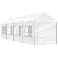 Prieel met dak 8,92x2,28x2,69 m polyetheen wit - thumbnail
