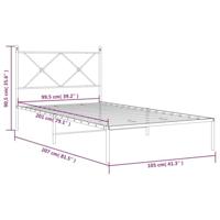 Bedframe met hoofdbord metaal wit 100x200 cm - thumbnail