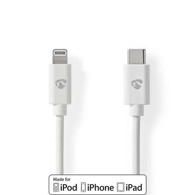 Lightning Kabel | USB 2.0 | Apple Lightning 8-Pins | USB-C Male | 480 Mbps | Vernikkeld | 1.00 m | Rond | PVC | Wit | Envelop