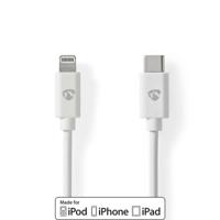 Lightning Kabel | USB 2.0 | Apple Lightning 8-Pins | USB-C Male | 480 Mbps | Vernikkeld | 1.00 m | Rond | PVC | Wit | Envelop - thumbnail