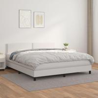 Boxspring met matras kunstleer wit 160x200 cm - thumbnail