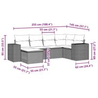 7-delige Loungeset met kussens poly rattan lichtgrijs - thumbnail