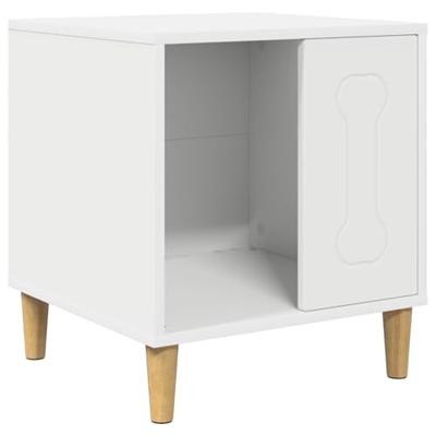 Hondenhuis Wit 44 x 42 x 49 cm Bewerkt hout Hondenhuis Wit 44 x 42 x 49 cm Bewerkt hout