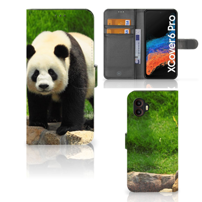 Samsung Galaxy Xcover 6 Pro | Telefoonhoesje | Met pasjeshouder | Panda Samsung Galaxy Xcover 6 Pro | Telefoonhoesje | Met pasjeshouder | Panda