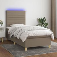Boxspring met matras en LED stof taupe 80x200 cm - thumbnail