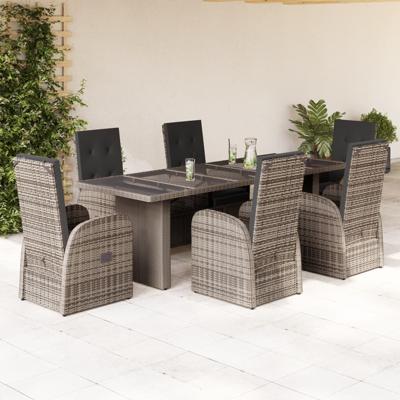 7-delige Tuinset met kussens poly rattan grijs - thumbnail