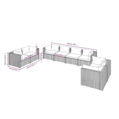 6-delige Loungeset met kussens poly rattan zwart - thumbnail