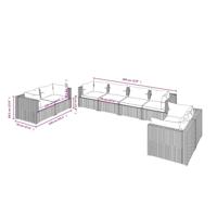 6-delige Loungeset met kussens poly rattan zwart - thumbnail