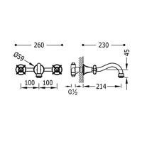 Wastafelmengkraan Tres Clasic Inbouw Kruisgreep Chroom - thumbnail