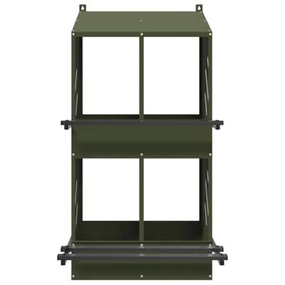 Kippennestkastje met 4 vakken olijfgroen metaal Kippennestkastje met 4 vakken olijfgroen metaal