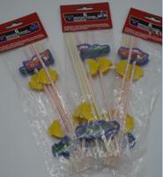 Van Der Doelen Cars rietjes met waaier 18 stuks, leuk voor op elk feestje - thumbnail