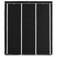 Kledingkast met vakken en stangen 150x45x175 cm stof zwart - thumbnail