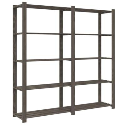 Opbergrek 5-laags 170x38x170 cm massief grenenhout grijs