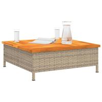 Tuintafel 70x70x25 cm poly rattan en acaciahout beige - thumbnail