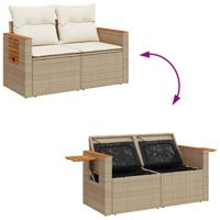 9-delige Loungeset met kussens poly rattan acacia beige - thumbnail