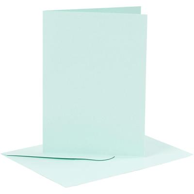Creativ Company Kaarten en enveloppen, afmeting kaart 10,5x15 cm, afmeting envelop 11,5x16,5 cm, 110+220 gr, lichtblauw, 6 set/ 1 doos