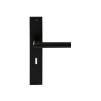 Hardbrass Deurkruk Toledo op rechthoekig langschild sleutelgat 72mm - zwart - thumbnail