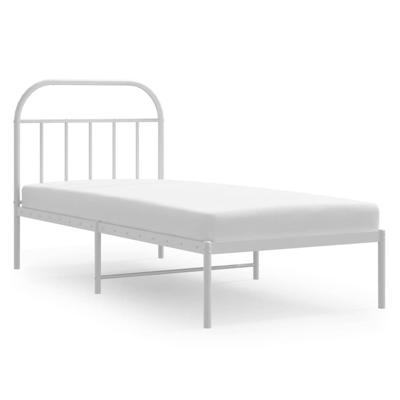 Bedframe met hoofdbord metaal wit 90x200 cm