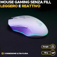 Draadloze gamingmuis - THE G-LAB - KULT HELIUM - RGB - 6400 DPI - 6 knoppen - Wit - thumbnail