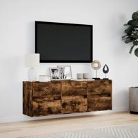 Tv-wandmeubel met LED-verlichting 130x31x45 cm gerookt eiken - thumbnail