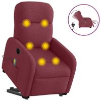 Sta-op-massagestoel elektrisch verstelbaar stof wijnrood - thumbnail
