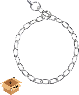 Slipketting korte ovale schakel - RVS - Set van 10 stuks