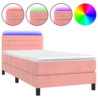 Boxspring met matras en LED fluweel roze 90x200 cm