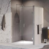 Brauer Void - Nisdeur - 2-Delig - Helder Glas - 140 x 200 cm - Omkeerbaar - met Draaideur 70 cm - Aan Muur - incl. Glascoating - Chroom - thumbnail