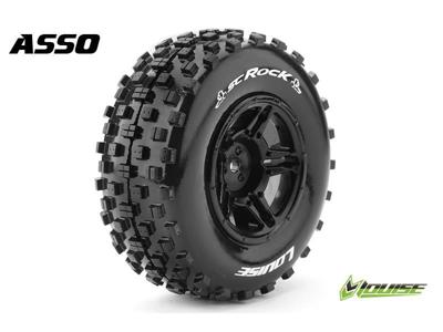 Louise SC-ROCK shortcourse Soft banden op zwarte velgen - SC10 (achter) Louise SC-ROCK shortcourse Soft banden op zwarte velgen - SC10 (achter)
