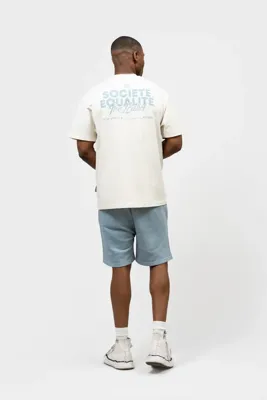 Equalité Societe 2.0 Oversized T-Shirt Heren Gebroken Wit/Lichtblauw - Maat XL - Kleur: Gebroken Wit | Soccerfanshop