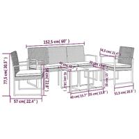 5-delige Tuinset met kussens polypropeen rattan donkergrijs - thumbnail