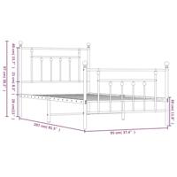 Bedframe met hoofd- en voeteneinde metaal wit 90x200 cm - thumbnail
