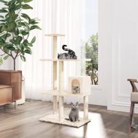 Kattenmeubel met sisal krabpalen 119 cm crèmekleurig - thumbnail