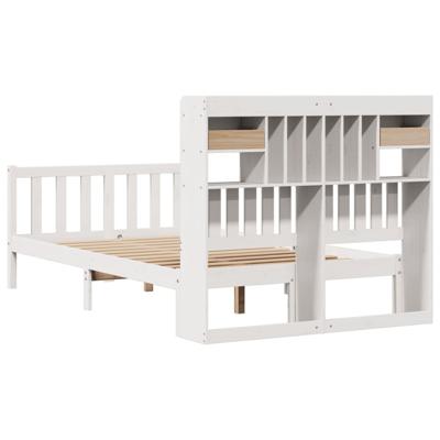 Bed met boekenkast zonder matras grenenhout wit 135x190 cm - thumbnail