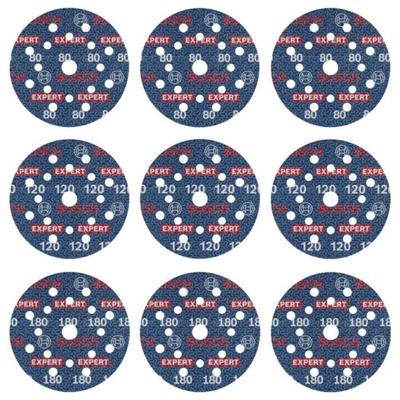 Bosch Accessoires EXPERT 9-delige set Schuurschijf O780 met film onderlaag, 125 mm, 3xG80; 3xG120; 3x180 - 2608902407