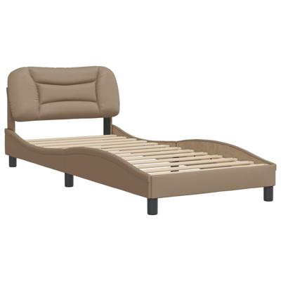 Bedframe met hoofdbord kunstleer cappucinnokleurig 80x200 cm - thumbnail