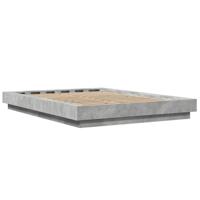 Bedframe met LED-verlichting bewerkt hout betongrijs 135x190 cm - thumbnail