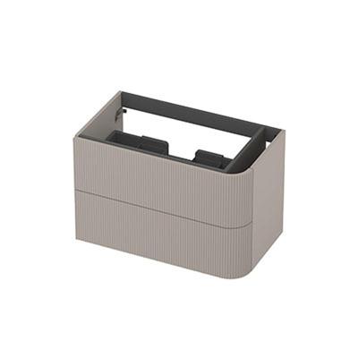 INK - Rechts Afgeronde Onderkast Gelakt 2 Laden Softclose met Gefreesd Front Tbv Grepen - 800x450x520 Mm - Mat Kasjmier Grijs