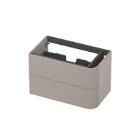 INK - Rechts Afgeronde Onderkast Gelakt 2 Laden Softclose met Gefreesd Front Tbv Grepen - 800x450x520 Mm - Mat Kasjmier Grijs - thumbnail