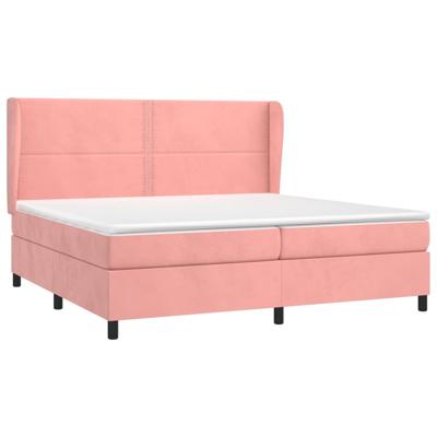 Boxspring met matras fluweel roze 200x200 cm
