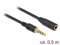 Delock 85627 Stereo Jack Verlengkabel 3,5 mm 4-pins male naar female 0,5 m zwart - thumbnail