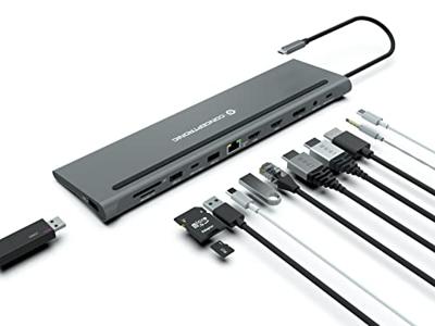 Conceptronic DONN17G laptop dock & poortreplicator Bedraad USB 3.2 Gen 1 (3.1 Gen 1) Type-C Grijs