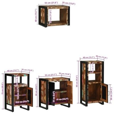 Badkamermeubelset met plank 4 pcs Multikleur 55 x 35 x 60 cm - thumbnail