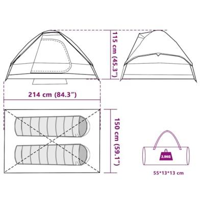Koepeltent 2-persoons waterdicht groen