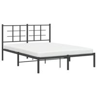 Bedframe met hoofdbord metaal zwart 140x200 cm - thumbnail