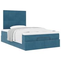 Ottoman bed met matrassen 120x200cm fluweel donkerblauw - thumbnail