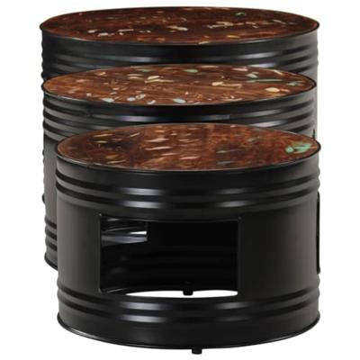 Bartafels 3 st trommelvormig massief gerecycled hout Bartafels 3 st trommelvormig massief gerecycled hout