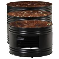 Bartafels 3 st trommelvormig massief gerecycled hout - thumbnail