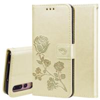Rose reliëf horizontale Flip PU lederen case voor Huawei P20 Pro met houder & kaartsleuven & portemonnee (goud) - thumbnail